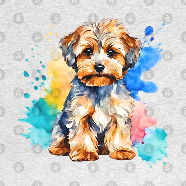 Yorkipoo Watercolor by Doodle and Things